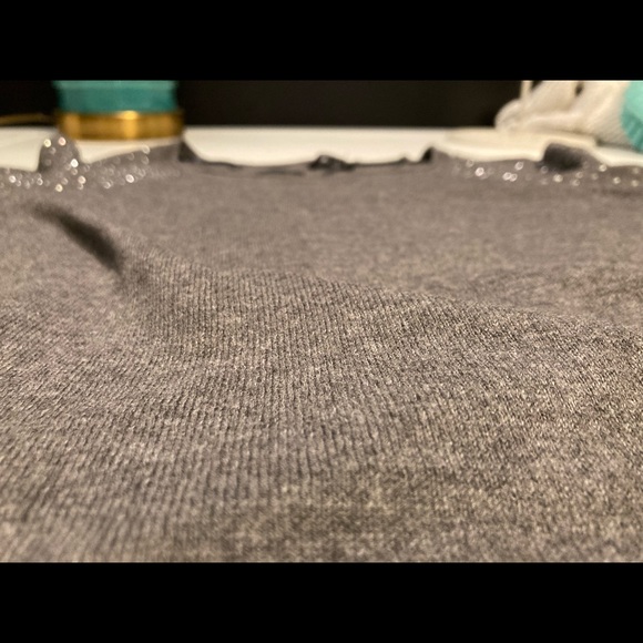 Apt 9 Womens Small Knit Gray Beaded Jeweled Shiny Sweater Top Kohls - Picture 7 of 9